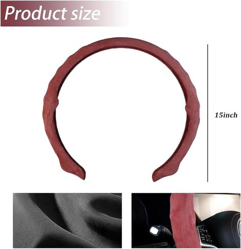 Car Steering Wheel Cover, Perforated Nappa Leather 15 Inch Vehicle Steer Wheel Protector, Non Slip Sporty Automotive Interior Protection Accessories, Universal for Sedan SUV Truck (Red) in Saudi Arabia