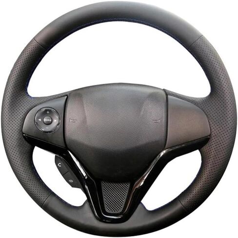 Leather Car Steering Wheel Cover Hand-Stitched, for Honda Fit 2014-2019 City 2014-2019 HR-V HRV 2016 Jazz 2014-2019 in Saudi Arabia