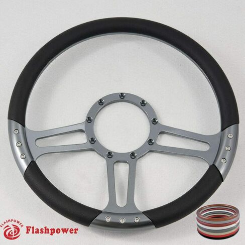 14" Gun Metal Billet Steering Wheel Half Wrap with Horn Button-Black in Kuwait