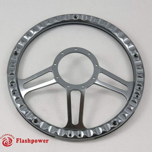 14" Gun Metal Billet Steering Wheel Half Wrap with Horn Button-Black in Kuwait