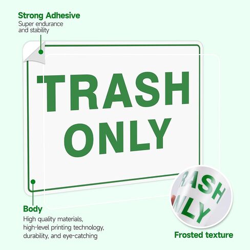 2PCS TRASH فقط ملصقات لصناديق القمامة ، ملصق لافتة نفايات ساحة ساحة عازلة للذات ، ملصقات القمامة وإعادة التدوير لعلب القمامة ، أساسي للمنزل ، المكتب ， الفناء ، مراكز التسوق ، المطبخ والمنطقة العامة （10 "× 5"） in Kuwait