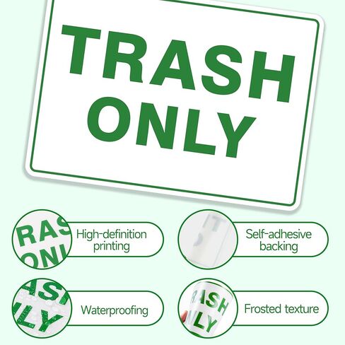 2PCS TRASH فقط ملصقات لصناديق القمامة ، ملصق لافتة نفايات ساحة ساحة عازلة للذات ، ملصقات القمامة وإعادة التدوير لعلب القمامة ، أساسي للمنزل ، المكتب ， الفناء ، مراكز التسوق ، المطبخ والمنطقة العامة （10 "× 5"） in Kuwait