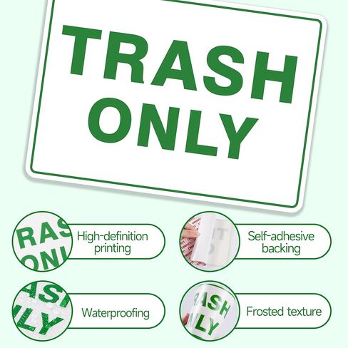 2PCS TRASH فقط ملصقات لصناديق القمامة ، ملصق لافتة نفايات ساحة ساحة عازلة للذات ، ملصقات القمامة وإعادة التدوير لعلب القمامة ، أساسي للمنزل ، المكتب ， الفناء ، مراكز التسوق ، المطبخ والمنطقة العامة （10 "× 5"） in Kuwait
