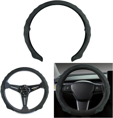 Car Steering Wheel Cover, Perforated Nappa Leather 15 Inch Vehicle Steer Wheel Protector, Non Slip Sporty Automotive Interior Protection Accessories, Universal for Sedan SUV Truck (Red) in Kuwait