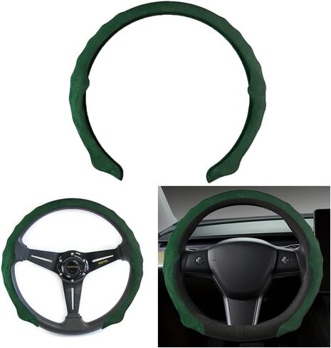 Car Steering Wheel Cover, Perforated Nappa Leather 15 Inch Vehicle Steer Wheel Protector, Non Slip Sporty Automotive Interior Protection Accessories, Universal for Sedan SUV Truck (Red) in Saudi Arabia