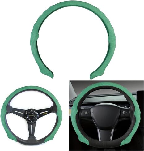 Car Steering Wheel Cover, Perforated Nappa Leather 15 Inch Vehicle Steer Wheel Protector, Non Slip Sporty Automotive Interior Protection Accessories, Universal for Sedan SUV Truck (Red) in Saudi Arabia