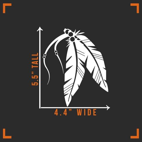 Native Feathers Decal Vinyl Sticker Auto Car Truck Wall Laptop | White | 4" x 5.5" in Saudi Arabia