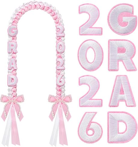 Janinka 2026 Graduation Leis Class of 2026 Grad Ribbon 47 Inch Double Braided Necklace Handmade Pearl Bow Money Leis Graduation Party Accessories for Graduates High School College in Saudi Arabia