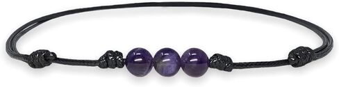 Luck Strings Amethyst Choker – Adjustable Black Cord Gemstone Jewelry, Minimalist Unisex Design, Handmade in USA, Gift Ready in Saudi Arabia