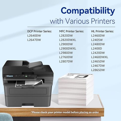 حبر TN830XL ​​لطابعة Brother متوافق مع Brother TN830XL ​​TN830 TN-830XL ​​TN830XL/V/R لطابعات HL-L2460DW DCP-L2640DW MFC-L2820DW HL-L2405W MFC-L2807DW MFC-L2900DW (2 أسود) in Kuwait