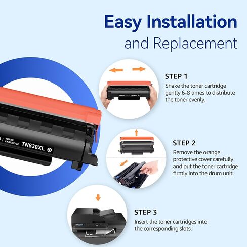 حبر TN830XL ​​لطابعة Brother متوافق مع Brother TN830XL ​​TN830 TN-830XL ​​TN830XL/V/R لطابعات HL-L2460DW DCP-L2640DW MFC-L2820DW HL-L2405W MFC-L2807DW MFC-L2900DW (2 أسود) in Kuwait