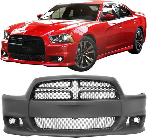 IKON MOTORSPORTS، المصد الأمامي متوافق مع دودج تشارجر 2011-2014، SRT8 نمط Hellcat غطاء المصد الأمامي - PP، 12 13 2012 2013 in Saudi Arabia