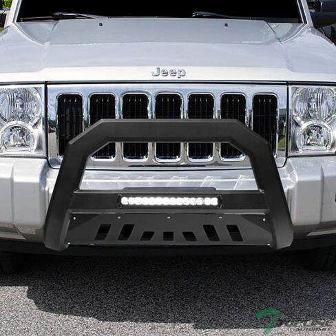 ماتي الأسود AVT نمط الألومنيوم LED ضوء الثور شريط فرشاة دفع الجبهة الوفير شواء مصبغة الحرس مع لوحة التزلج متوافق مع 05-07 جيب جراند شيروكي / 06-10 قائد in Kuwait