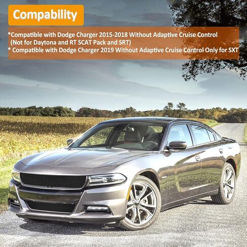 متوافق مع دودج تشارجر 2015 16 17 18 & 2019 تشارجر SXT بدون نظام تثبيت السرعة التكيفي الأمامي الأسود مصبغة شواء إدراج كومبو in Kuwait