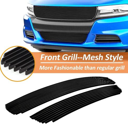 متوافق مع دودج تشارجر 2015 16 17 18 & 2019 تشارجر SXT بدون نظام تثبيت السرعة التكيفي الأمامي الأسود مصبغة شواء إدراج كومبو in Kuwait