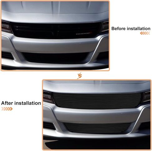 متوافق مع دودج تشارجر 2015 16 17 18 & 2019 تشارجر SXT بدون نظام تثبيت السرعة التكيفي الأمامي الأسود مصبغة شواء إدراج كومبو in Kuwait