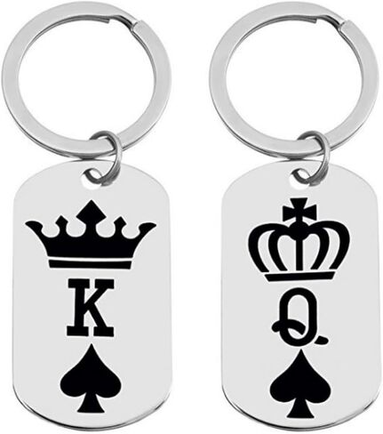 King Queen Crown Heart Spade Couples Key Chain Keychains Retro Modern Style Decor Keyrings for Christmas Valentine Birthday Anniversary in Kuwait