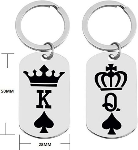 King Queen Crown Heart Spade Couples Key Chain Keychains Retro Modern Style Decor Keyrings for Christmas Valentine Birthday Anniversary in Kuwait