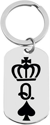 King Queen Crown Heart Spade Couples Key Chain Keychains Retro Modern Style Decor Keyrings for Christmas Valentine Birthday Anniversary in Kuwait