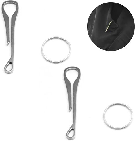 2 Pcs Keychain Pocket Clip Keyring Clasps Carabiner Stainless Steel Hanging Buckle Key Rings Holder Camping Accessories for Men Women in Kuwait