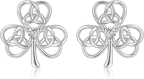 Sterling Silver Celtic Knot Stud Earrings Irish Silver Shamrock Earring for Women St Patricks Day Jewelry Gifts in Kuwait