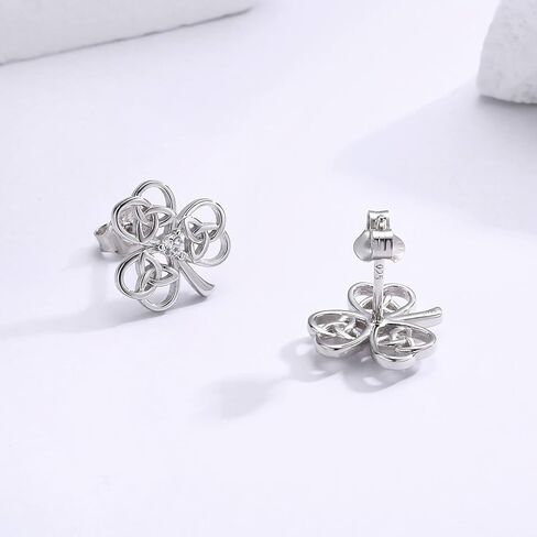 Sterling Silver Celtic Knot Stud Earrings Irish Silver Shamrock Earring for Women St Patricks Day Jewelry Gifts in Kuwait