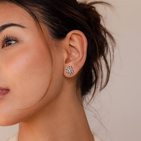 Sterling Silver Celtic Knot Stud Earrings Irish Silver Shamrock Earring for Women St Patricks Day Jewelry Gifts in Kuwait