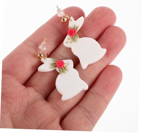 Cute Polymer Clay Bunny for Easter Lightweight Dangle Studs Unique Handmade Rabbit Jewelry for Women for Festivals and Parties in Saudi Arabia