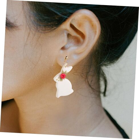 Cute Polymer Clay Bunny for Easter Lightweight Dangle Studs Unique Handmade Rabbit Jewelry for Women for Festivals and Parties in Saudi Arabia