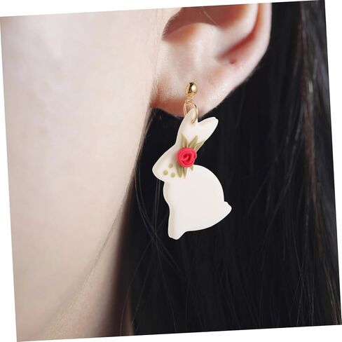Cute Polymer Clay Bunny for Easter Lightweight Dangle Studs Unique Handmade Rabbit Jewelry for Women for Festivals and Parties in Saudi Arabia