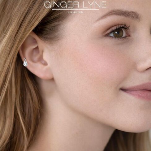 Titanium Pear Cut Labret Stud Dangle Earrings for Piercings by Ginger Lyne Teardrop Cz 6Pc Set G23 Screw Front Flat Back Body Jewelry 2 pair post 6mm, 8mm Cartilage, Helix, Tragus, Lip, Conch, Lobe in Saudi Arabia