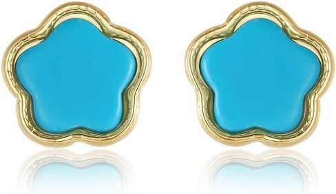 Women's Turquoise Stud Earrings 925 Sterling Silver Flower Post Earrings for Her in Saudi Arabia