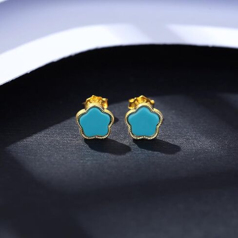 Women's Turquoise Stud Earrings 925 Sterling Silver Flower Post Earrings for Her in Saudi Arabia