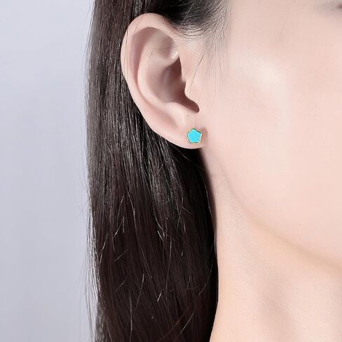 Women's Turquoise Stud Earrings 925 Sterling Silver Flower Post Earrings for Her in Saudi Arabia