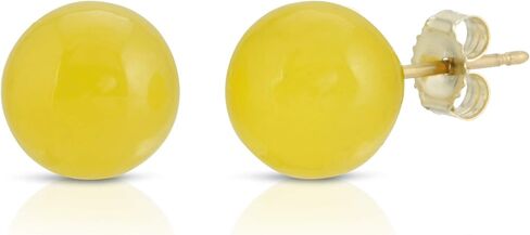 14K Yellow Gold Small 6mm Genuine Gemstone Stud Earrings in Saudi Arabia