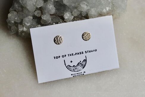 Hammered Gold Circle Earrings, Dot Stud Earrings, 8mm Yellow Gold Filled Stud Earrings, Polished Finish, Minimalist Jewelry, Round Earrings in Kuwait