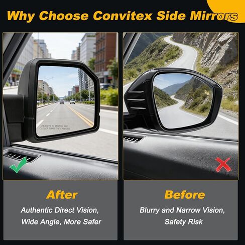 Passenger Side Rearview Mirror for Ford F-150 2015-2020, Original Power Heated Door Mirrors with Blind Spot Detection, Turn Signal Light, Puddle Light, Temp Sensor, 11 Pins - OE Style in Saudi Arabia