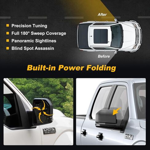 Passenger Side Rearview Mirror for Ford F-150 2015-2020, Original Power Heated Door Mirrors with Blind Spot Detection, Turn Signal Light, Puddle Light, Temp Sensor, 11 Pins - OE Style in Saudi Arabia
