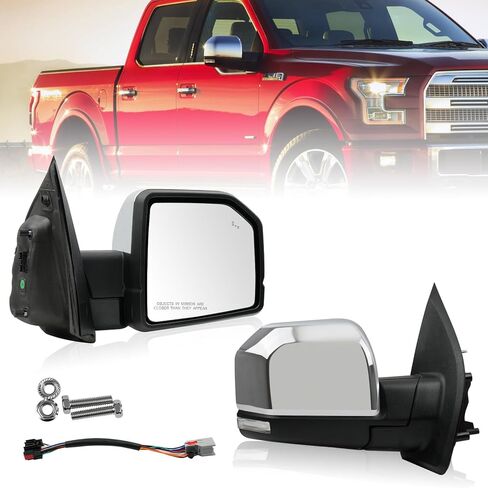 Passenger Side Rearview Mirror for Ford F-150 2015-2020, Original Power Heated Door Mirrors with Blind Spot Detection, Turn Signal Light, Puddle Light, Temp Sensor, 11 Pins - OE Style in Saudi Arabia