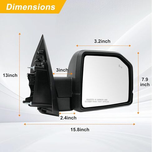 Passenger Side Rearview Mirror for Ford F-150 2015-2020, Original Power Heated Door Mirrors with Blind Spot Detection, Turn Signal Light, Puddle Light, Temp Sensor, 11 Pins - OE Style in Saudi Arabia