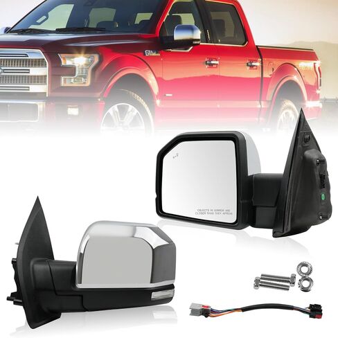 Passenger Side Rearview Mirror for Ford F-150 2015-2020, Original Power Heated Door Mirrors with Blind Spot Detection, Turn Signal Light, Puddle Light, Temp Sensor, 11 Pins - OE Style in Saudi Arabia