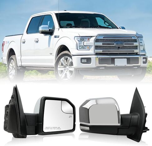 مرآة الرؤية الخلفية الجانبية للركاب لسيارة Ford F-150 2015-2020، مرايا الأبواب الأصلية المسخنة كهربائيًا مع كشف النقاط العمياء، ضوء إشارة الانعطاف، ضوء البركة، مستشعر درجة الحرارة، 11 دبابيس - طراز OE in Saudi Arabia
