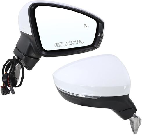 Right Passenger Side Mirror Compatible With 2018 2019 2020 2021 2022 2023 2024 2025 VW Tiguan With Manual Folding Power Glass Heated Turn Signal Blind Spot Black Replace#5NA949146(6+2Pins) in Saudi Arabia