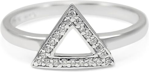 The Collegiate Standard Delta- Geometric inspired Triangle Sterling Silver Ring with CZs in Kuwait