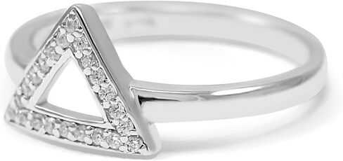 The Collegiate Standard Delta- Geometric inspired Triangle Sterling Silver Ring with CZs in Kuwait