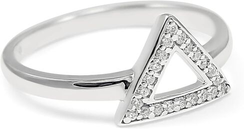 The Collegiate Standard Delta- Geometric inspired Triangle Sterling Silver Ring with CZs in Kuwait