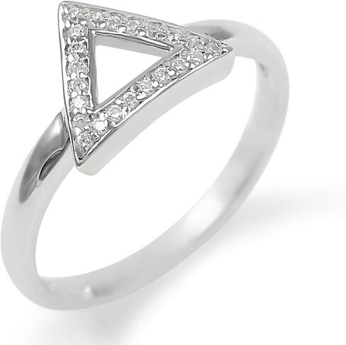 The Collegiate Standard Delta- Geometric inspired Triangle Sterling Silver Ring with CZs in Kuwait
