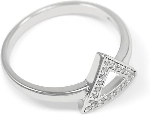 The Collegiate Standard Delta- Geometric inspired Triangle Sterling Silver Ring with CZs in Kuwait