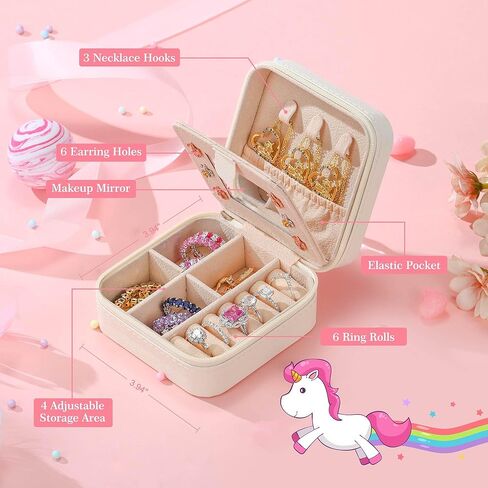 Travel Jewelry Box Case Organizer for Her Gifts Small Cute Personalized Preppy Birthday Christmas Gifts for Daughter Ring Necklace Earring Organizer Box White Letter A-Z in Saudi Arabia