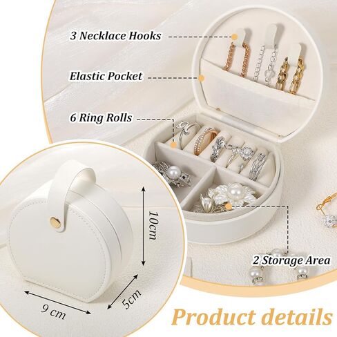 6Pcs Travel Jewelry Case, Mini Leather Bridesmaid Jewelry Gift Box, Bulk Small Earring Storage Organizer, Elegant Half-Moon Design Box, Personalized Gifts for Women in Kuwait